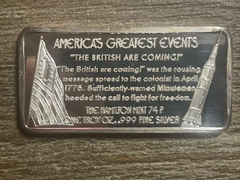 Silver 1 oz *** Paul Reveres Ride *** 1976 Hamilton Mint selling for appr R1800 on ebay