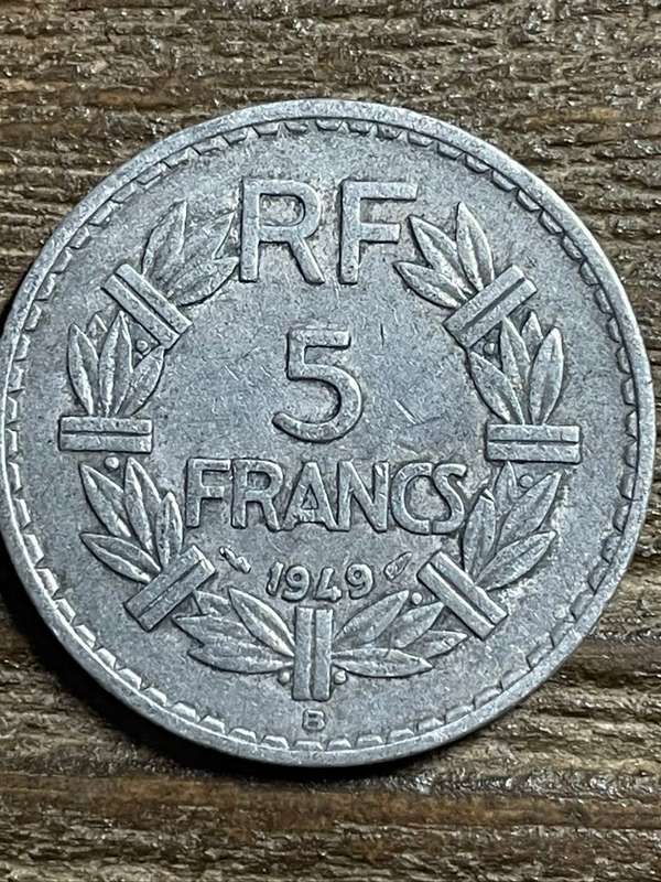1949 *** French 5 Franc *** Aluminium large coin