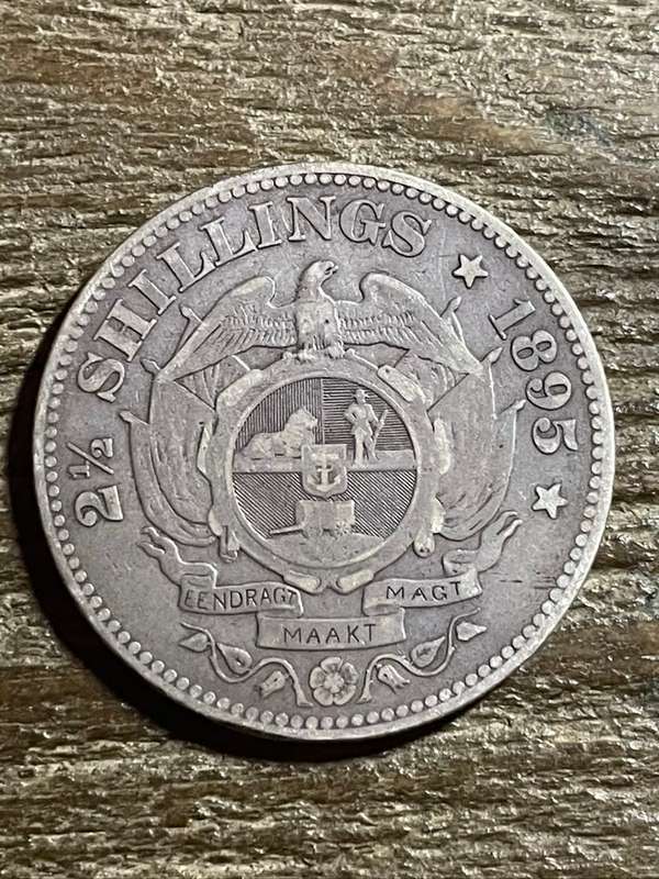 1895 *** 2 1/2 Shilling  *** Worn but very clear fields