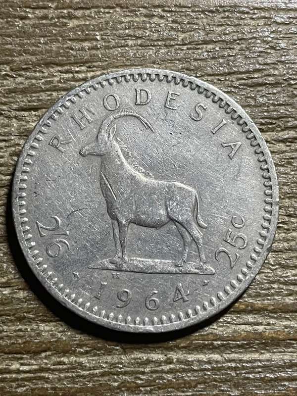 1964 *** Rhodesia 25c /// 2/6 *** a/unc  please see pictures