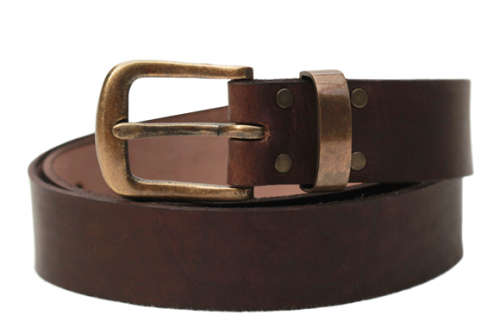Geniune Cowhide Leather Belt - available in black, brown or tan with silver or brass solid buckle