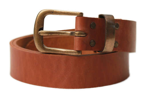 Geniune Cowhide Leather Belt - available in black, brown or tan with silver or brass solid buckle