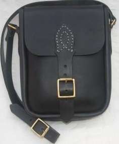 Genuine Leather Hand-stitched Tablet Bag - Black, Brown or Tan - solid brass buckles & D-rings