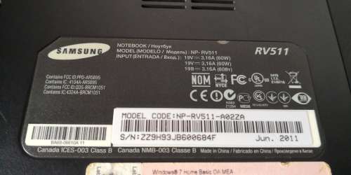SAMSUNG RV511 LAPTOP FOR SPARES