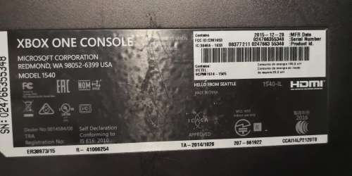 XBOX ONE CONSOLE ONLY - FOR SPARES/REPAIR