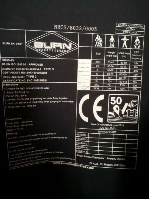 BURN XXXL LIFE JACKET