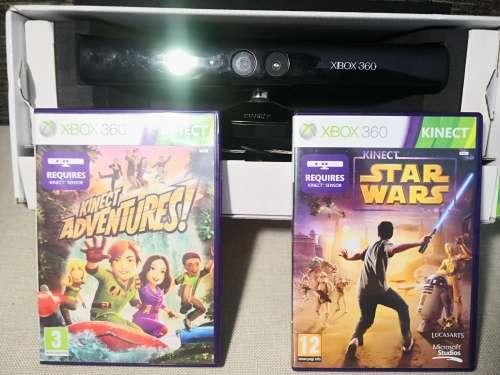 Xbox 360 Kinect sensor with 2 games