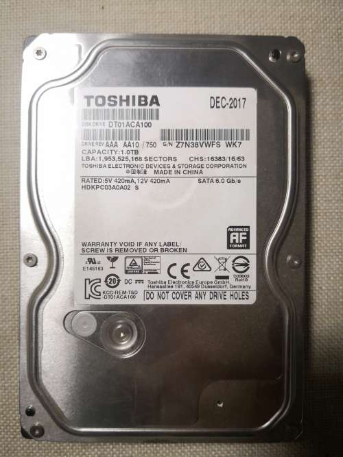 TOSHIBA 1000GB 3.5` INTERNAL SATA HARD DRIVE