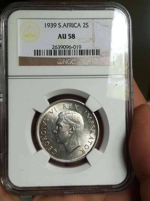1939 2 Shilling!! AU58!! NGC! On Snap Friday Auction!! Very rare in any condition!!