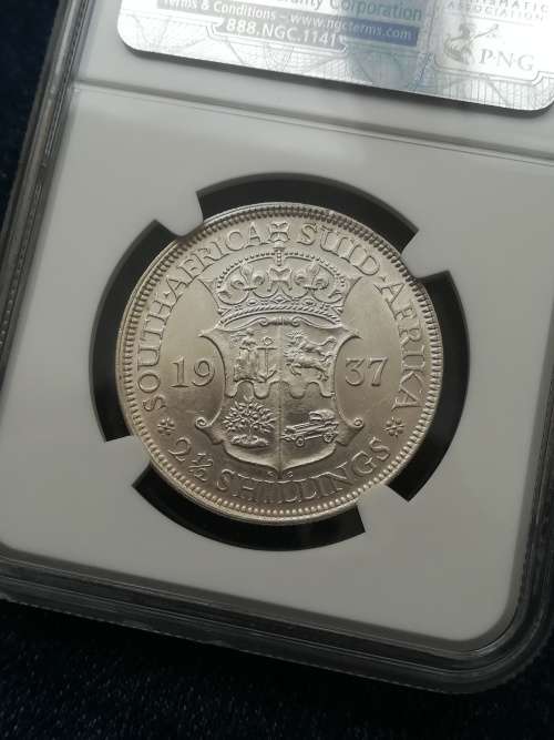1937 2.5 Shilling!! Rare!! NGC Graded! From R1!! Excellent Collectors Item!!