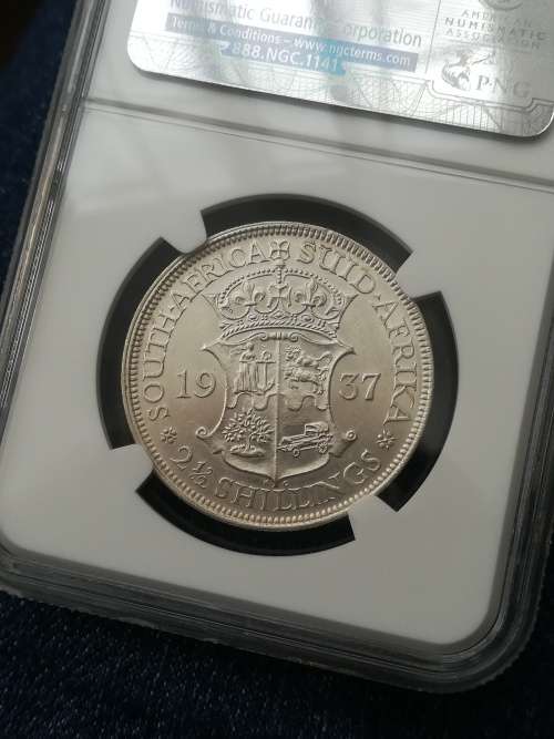 1937 2.5 Shilling!! Rare!! NGC Graded! From R1!! Excellent Collectors Item!!