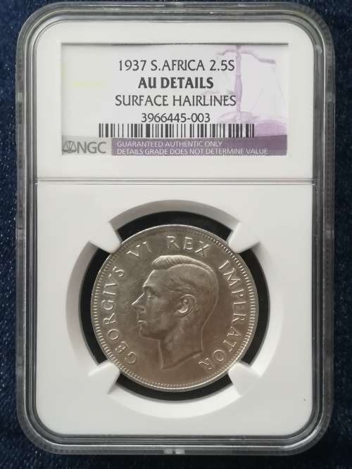 1937 2.5 Shilling!! Rare!! NGC Graded! From R1!! Excellent Collectors Item!!