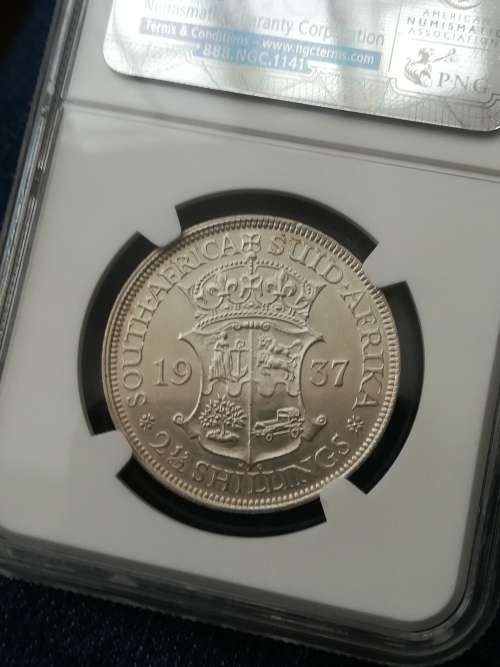 1937 2.5 Shilling!! Rare!! NGC Graded! From R1!! Excellent Collectors Item!!