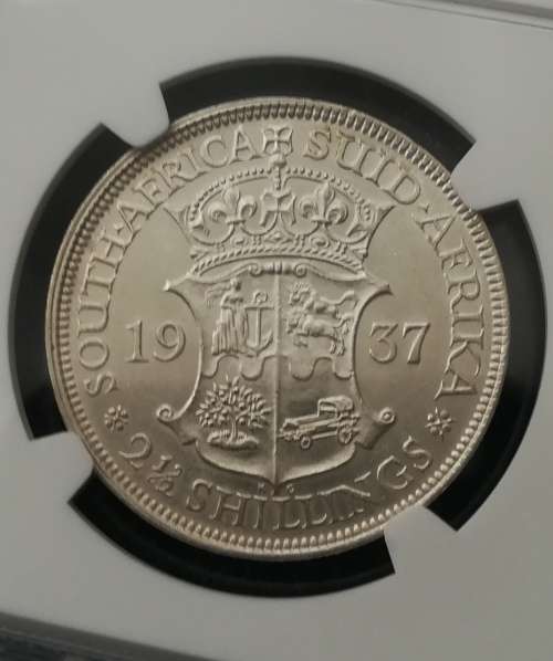 1937 2.5 Shilling!! Rare!! NGC Graded! From R1!! Excellent Collectors Item!!