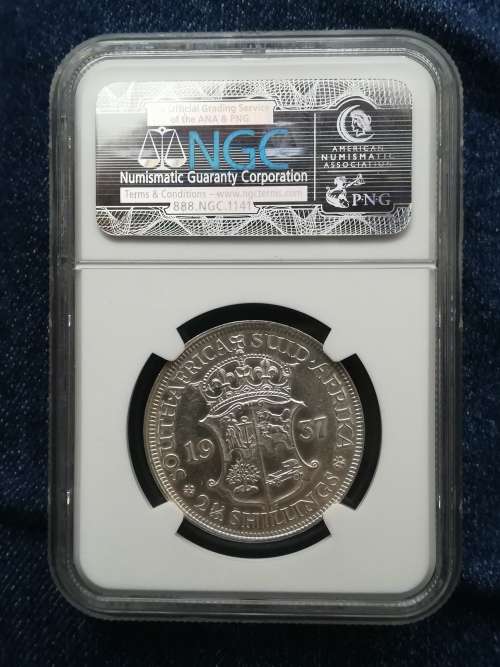 1937 2.5 Shilling!! Rare!! NGC Graded! From R1!! Excellent Collectors Item!!