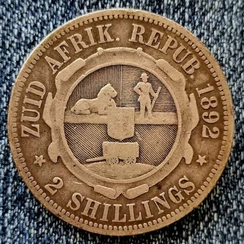 1892!! 2 Shilling!! RARE!!R1-Start!! Exellent Collectors item!!