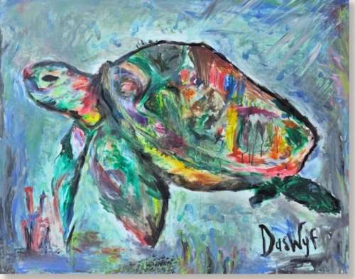 Sea turtle oil painting by Daswyf (1987-)