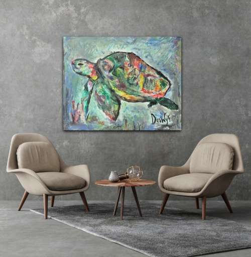 Sea turtle oil painting by Daswyf (1987-)