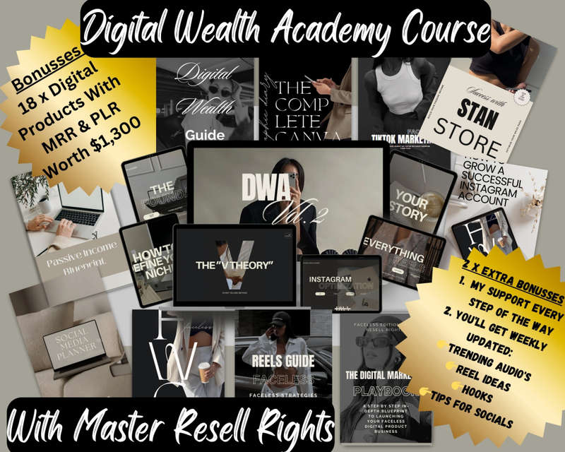 DWA - Digital Wealth Academy MRR Course with 20 Bonusses with PLR