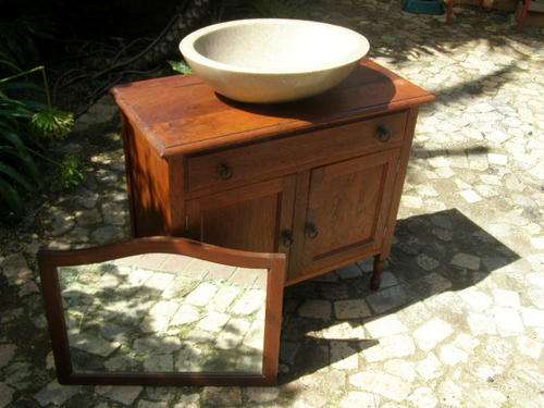 BATHROOM CABINET WITH MIRROR - TEAK WOOD