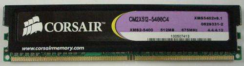 2x Corsair 512 MB CM2x512-5400C4 675Mhz DDR2-667 DIMM Xtreme Performance with black heat spreader
