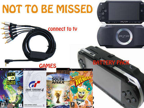 PSP + 4 games + Av cable + battery pack