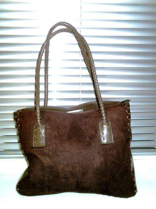 Wallis Large Brown Bag with Woven Should Straps