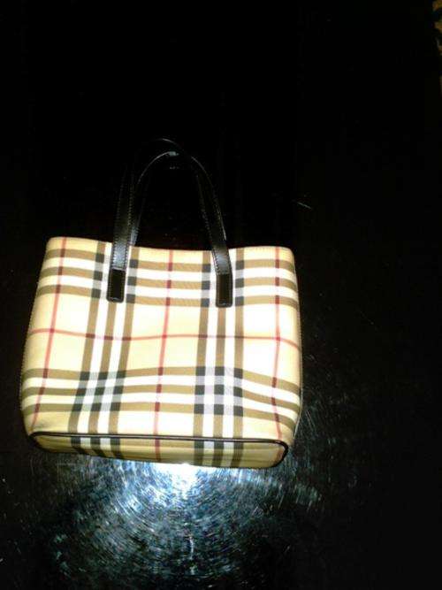 Burberry Check Nova Waxed Canvas Small Shopper Bag