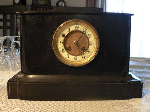 Solid Slate Marble French Mantle Clock - R1 NO RESERVE!!!