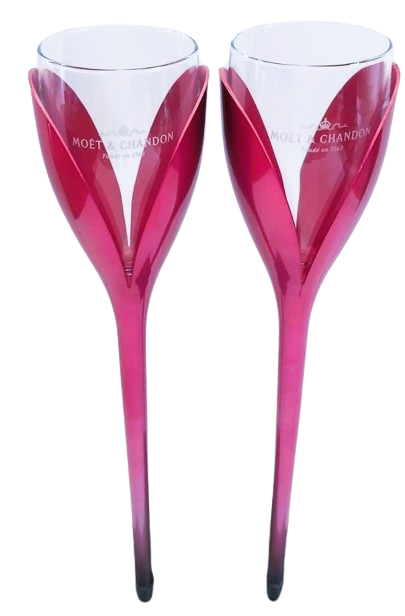 Moet & Chandon champagne tulip flutes and stand (Vintage)