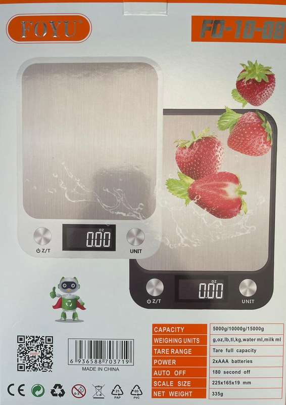 Kitchen Scale Digital Black & Brushed Steel