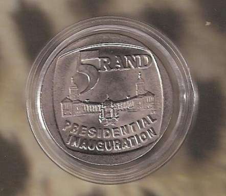Uncirculated, ungraded, encapsulated Inauguration R5 x 32