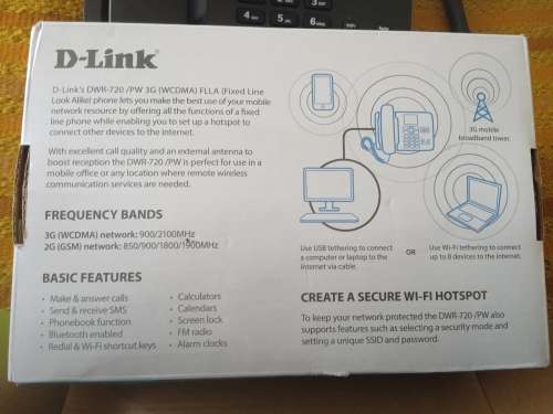D-Link DWR-720 / PW 3G FLLA wi fi phone  A fixed line look alike with WiFi hotspot capabilities