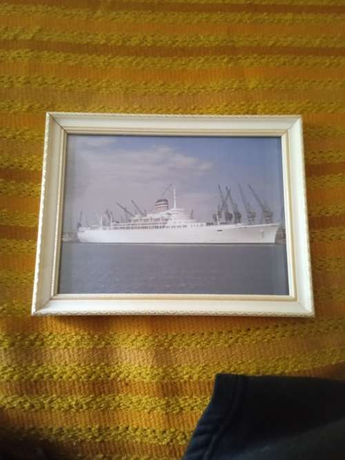 SA Vaal passenger liner 1970s (Safmarine)Souvenir print in frame