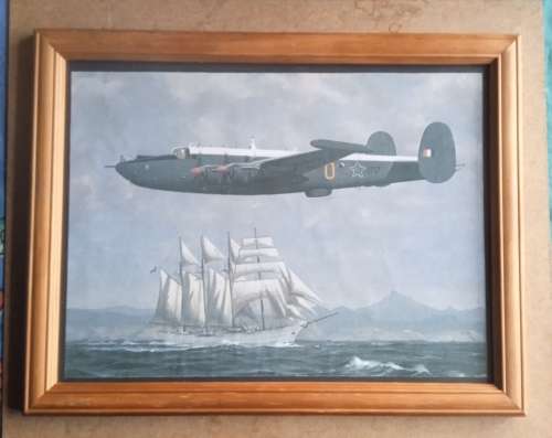 SAAF souvenir collectors item print in frame. June 1981. 35 squadron Shackleton 111