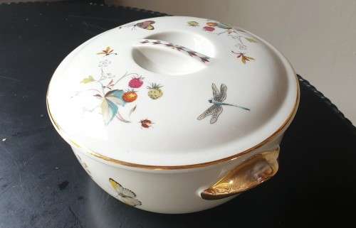 Gorgeous Royal Worcester Butterfly and Strawberry Serving Dish