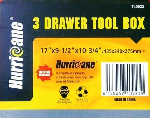 Tool box 3 drawer hurricane