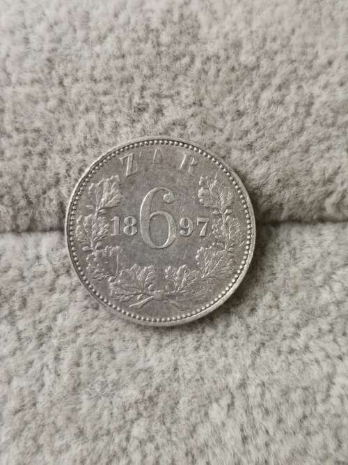 ZAR 1897 Sixpence (weak strike)