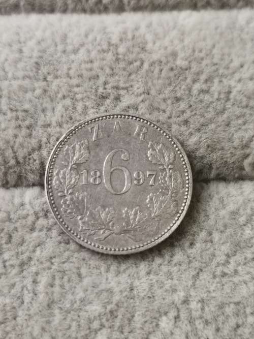 ZAR 1897 Sixpence (weak strike)