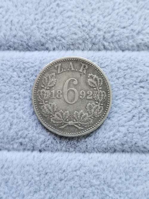 ZAR 1892 Sixpence