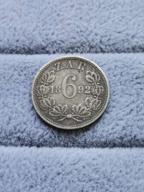 ZAR 1892 Sixpence