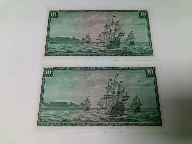 Pair of RSA 10 Rand 1976(TW de Jongh 3rd Issue) - W16 Replacement - EF+ condition