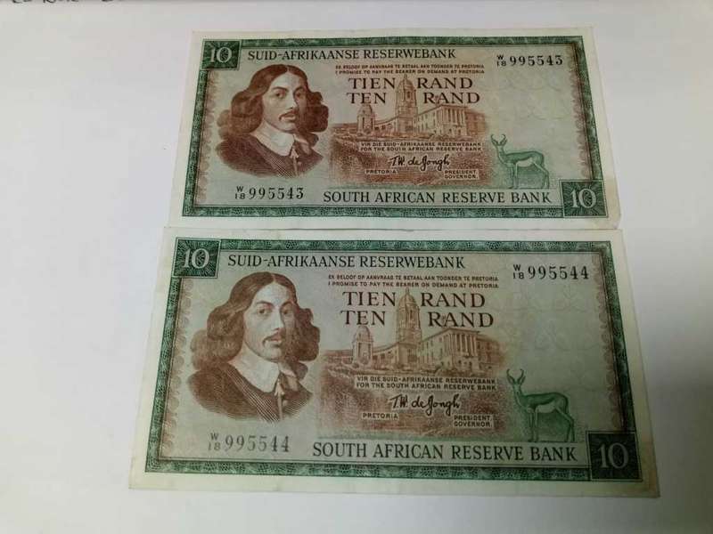 TW de Jongh Ten Rand Notes Replacement UNC