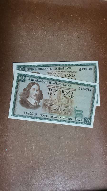Ten Rand Notes W12 Series-TW De Jongh