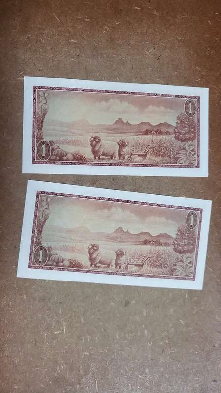 2x RSA 1 Rand late 1960's(TW de Jongh 1st Issue) - aUNC condition