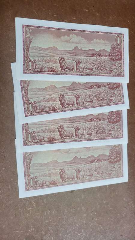 RSA 1 Rand late 1960's(TW de Jongh 1st Issue) - 4 in Sequence