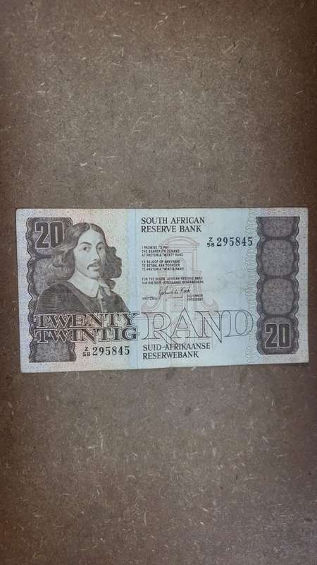 RSA 20 Rand late 1980's(G de Kock 3rd Issue) - Z58 Replacement