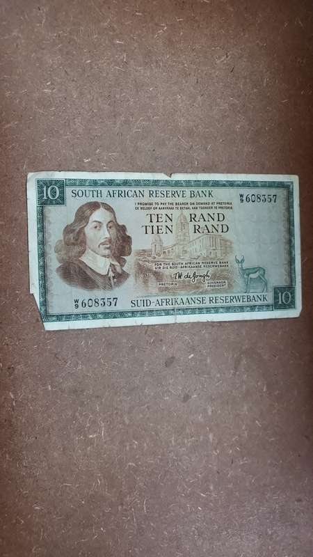 RSA 10 Rand late 1960's(TW de Jongh 1st Issue) - W9 Replacement