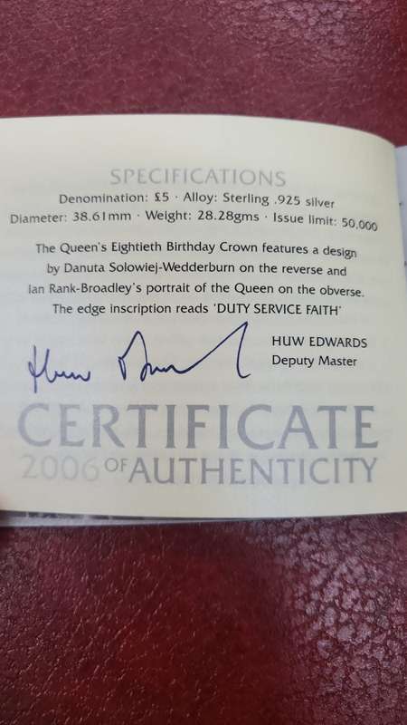 Queen Elizabeth ll Eightieth Birthday 2006 Proof Five Pounds