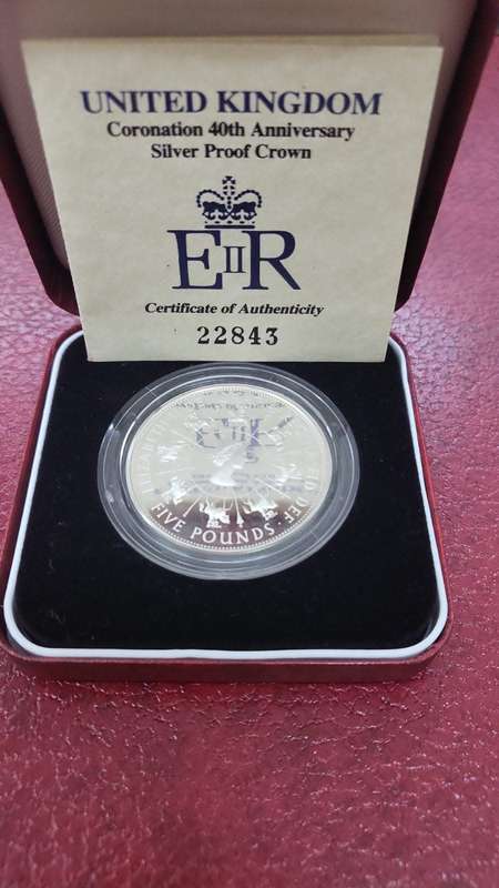 UK Coronation 40th Anniversary Silver Proof Crown